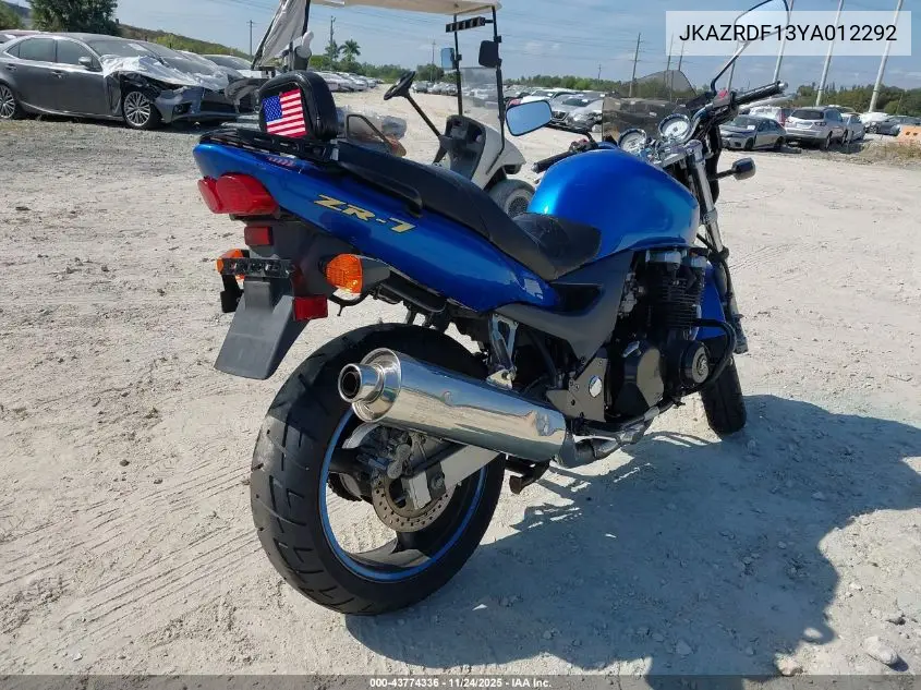 JKAZRDF13YA012292 2000 Kawasaki Zr750 F