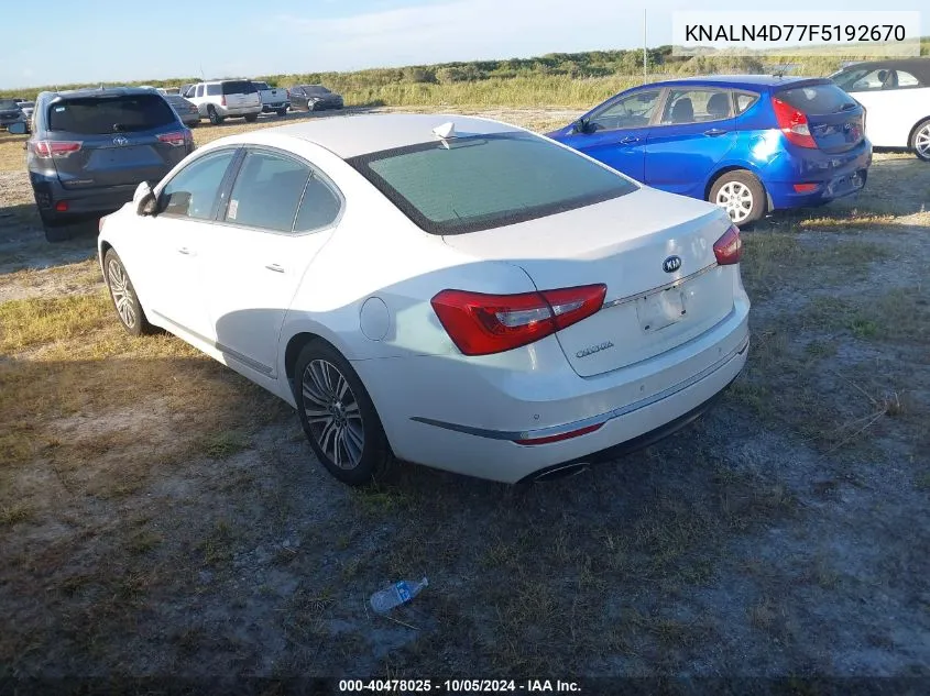 KNALN4D77F5192670 2015 Kia Cadenza Premium/Limited