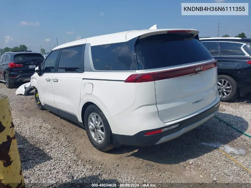 KNDNB4H36N6111355 2022 Kia Carnival Lx