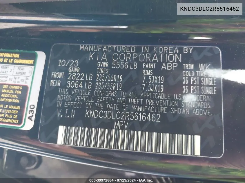 KNDC3DLC2R5616462 2024 Kia Ev6 Light Long Range