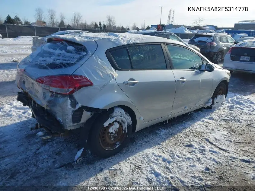 KNAFK5A82F5314778 2015 Kia Forte 2.0L Lx+