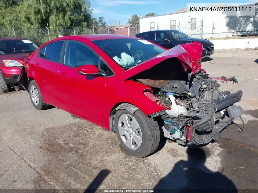 KNAFK4A62G5611642 2016 Kia Forte Lx
