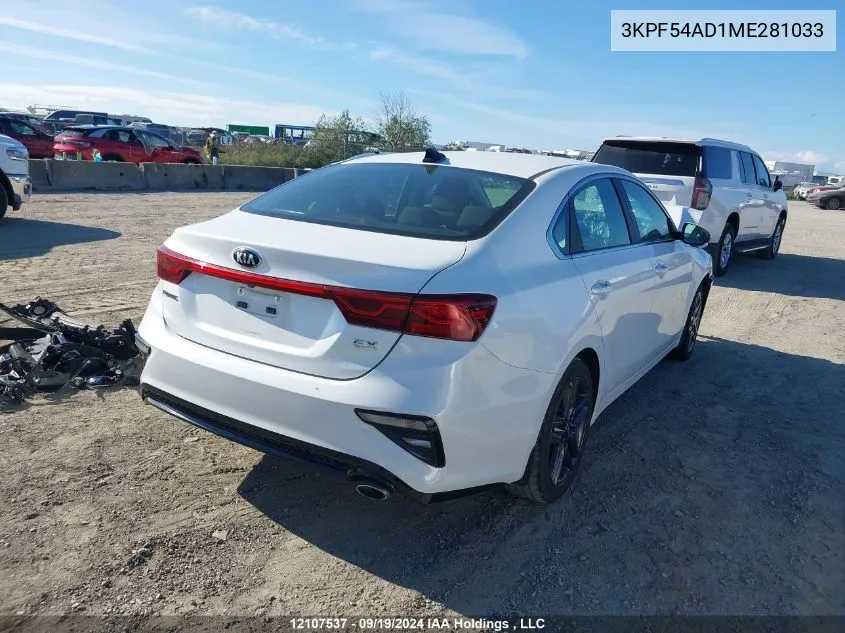 2021 Kia Forte VIN: 3KPF54AD1ME281033 Lot: 12107537