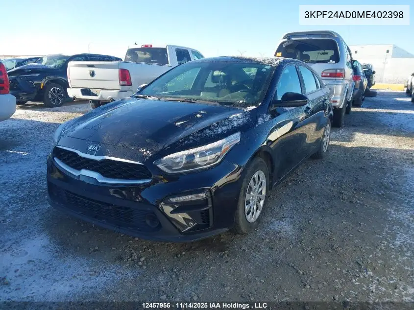 3KPF24AD0ME402398 2021 Kia Forte Fe/Lxs