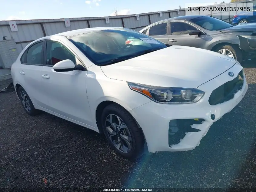 3KPF24ADXME357955 2021 Kia Forte Lxs