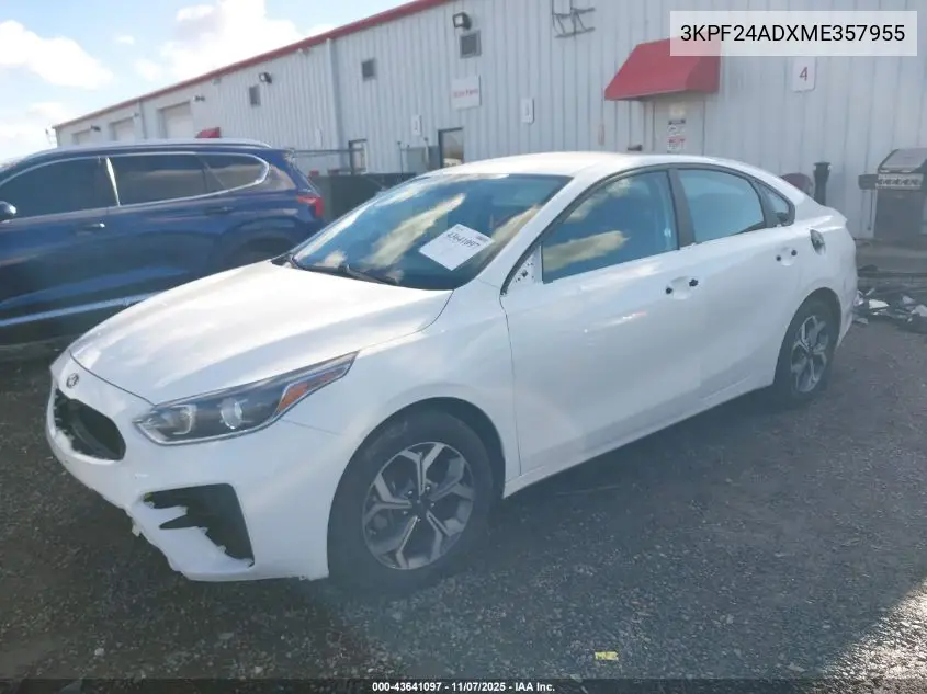 3KPF24ADXME357955 2021 Kia Forte Lxs