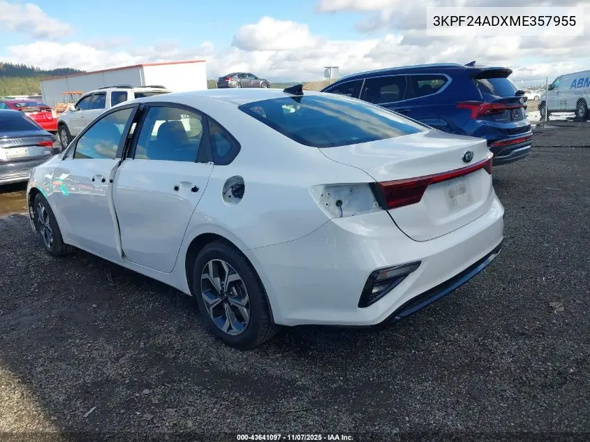 3KPF24ADXME357955 2021 Kia Forte Lxs