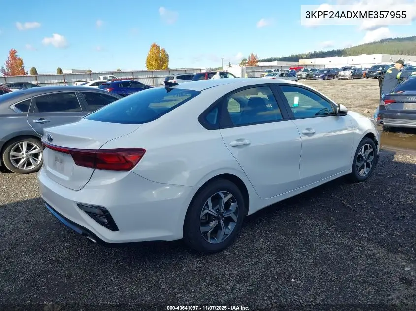 3KPF24ADXME357955 2021 Kia Forte Lxs