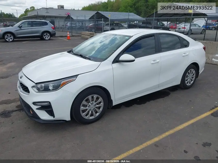 2021 Kia Forte Fe VIN: 3KPF24AD5ME393522 Lot: 45138235