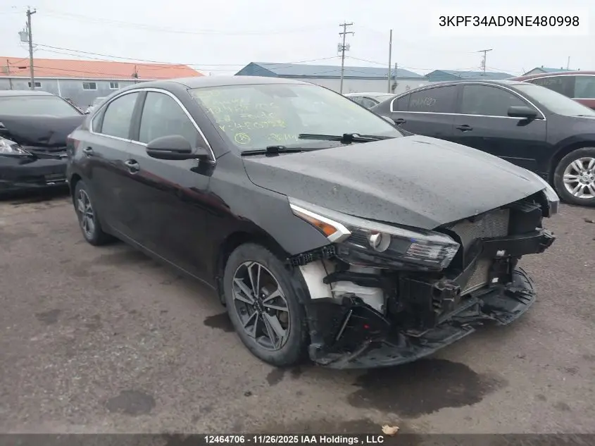 3KPF34AD9NE480998 2022 Kia Forte Ex/Ex Premium/Ex+/Gt-Line
