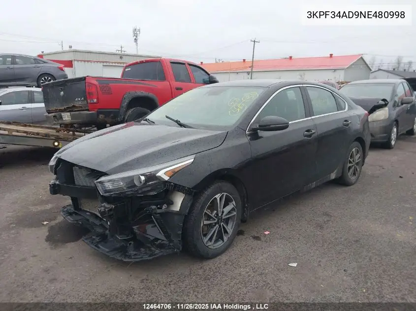 3KPF34AD9NE480998 2022 Kia Forte Ex/Ex Premium/Ex+/Gt-Line