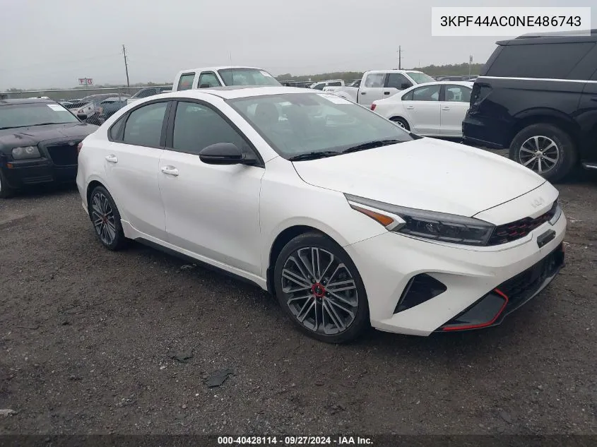 2022 Kia Forte Gt VIN: 3KPF44AC0NE486743 Lot: 40428114