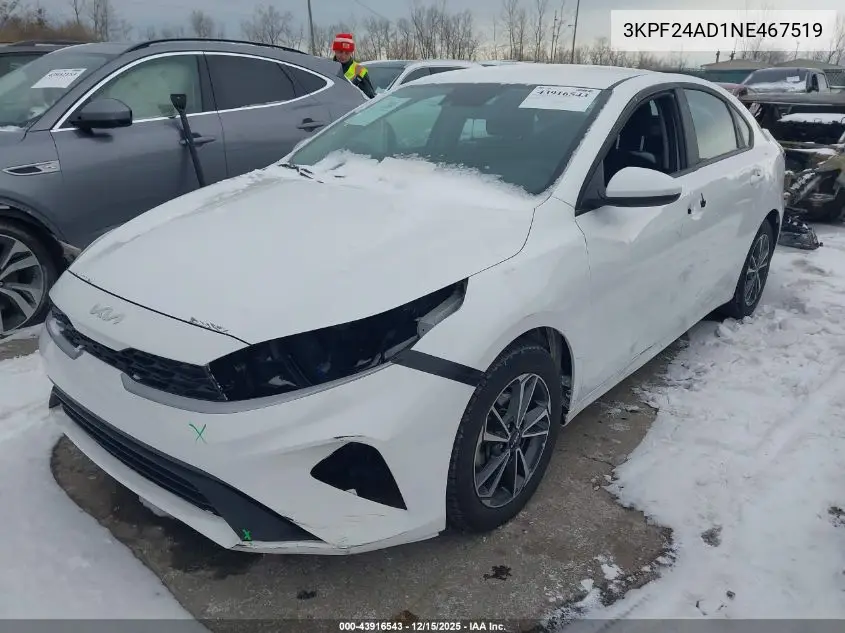 3KPF24AD1NE467519 2022 Kia Forte Lxs