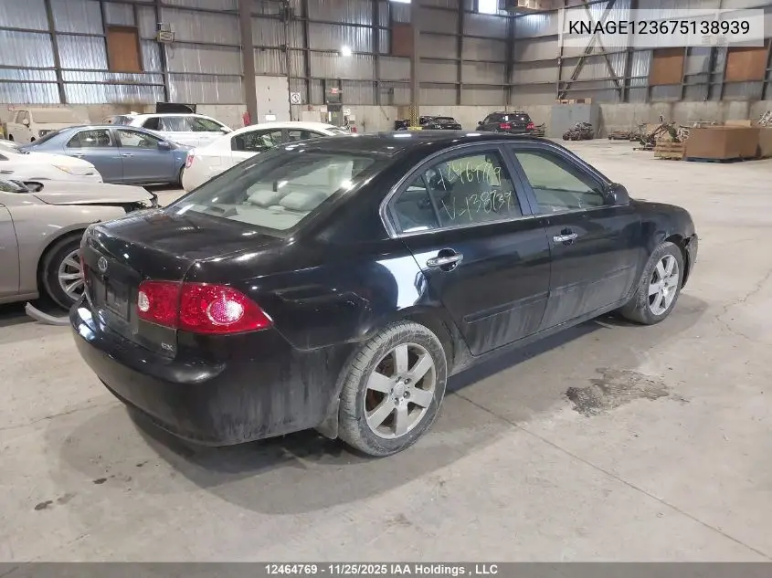 KNAGE123675138939 2007 Kia Optima Lx/Ex