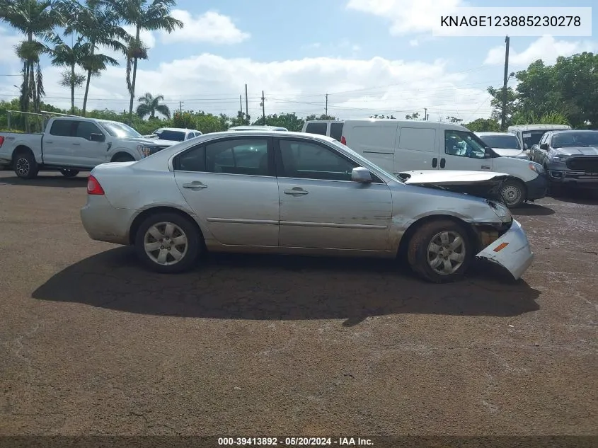 KNAGE123885230278 2008 Kia Optima Lx