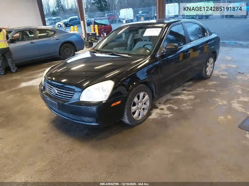 KNAGE124285191874 2008 Kia Optima Lx V6