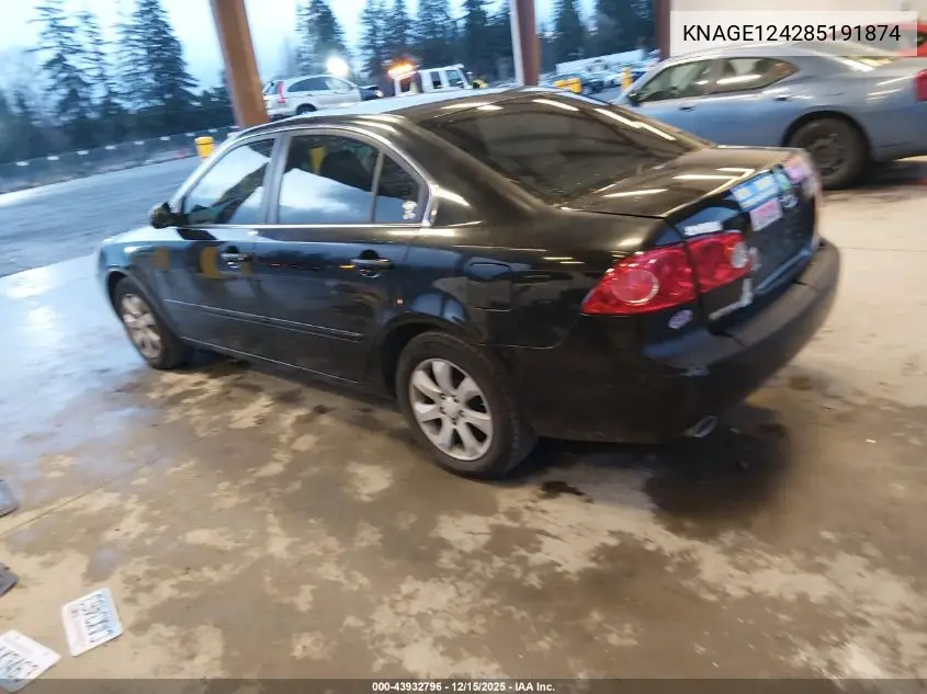 KNAGE124285191874 2008 Kia Optima Lx V6
