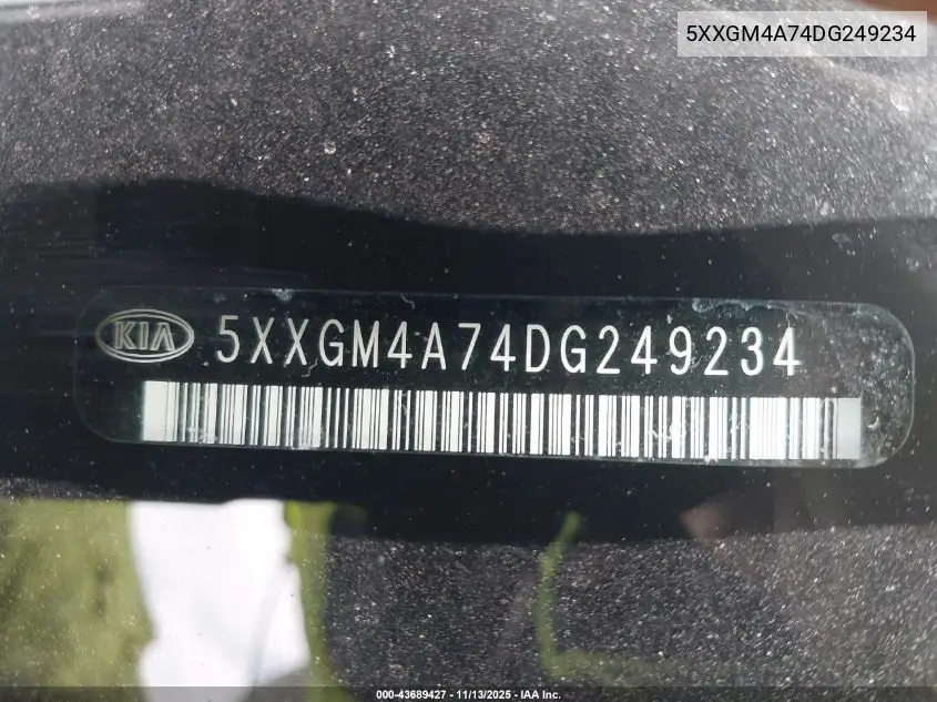 5XXGM4A74DG249234 2013 Kia Optima Lx