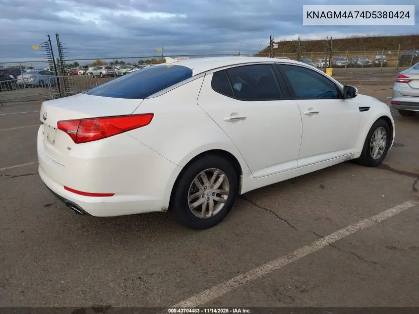 KNAGM4A74D5380424 2013 Kia Optima Lx