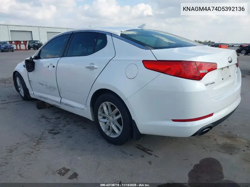 KNAGM4A74D5392136 2013 Kia Optima Lx