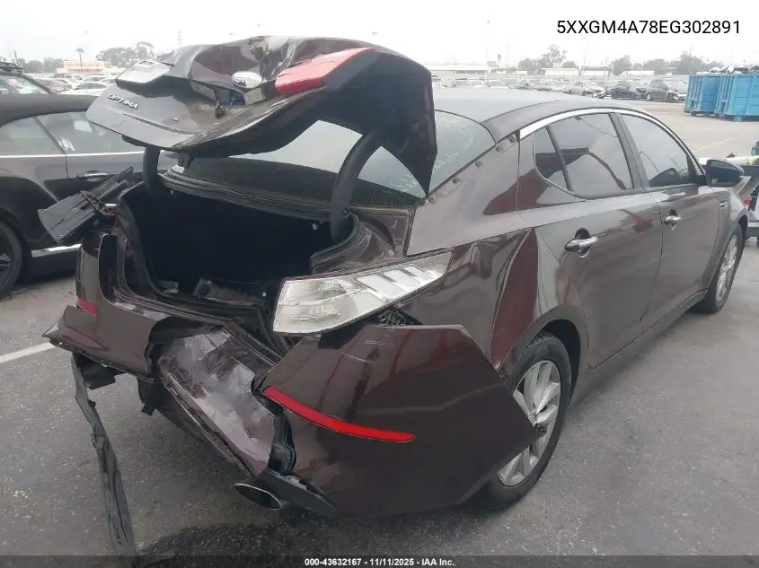 5XXGM4A78EG302891 2014 Kia Optima Lx