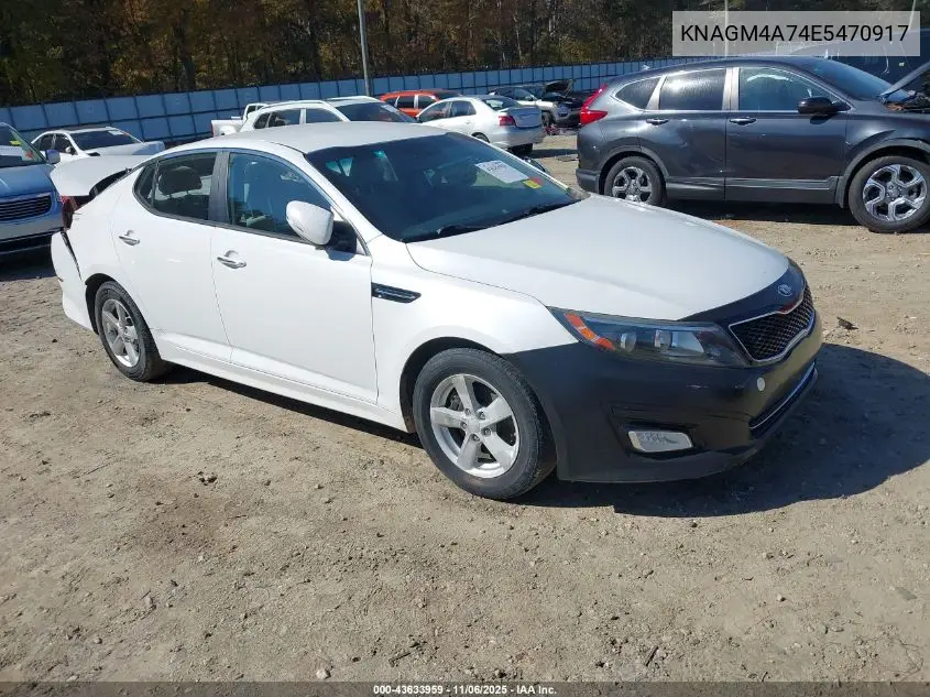 KNAGM4A74E5470917 2014 Kia Optima Lx