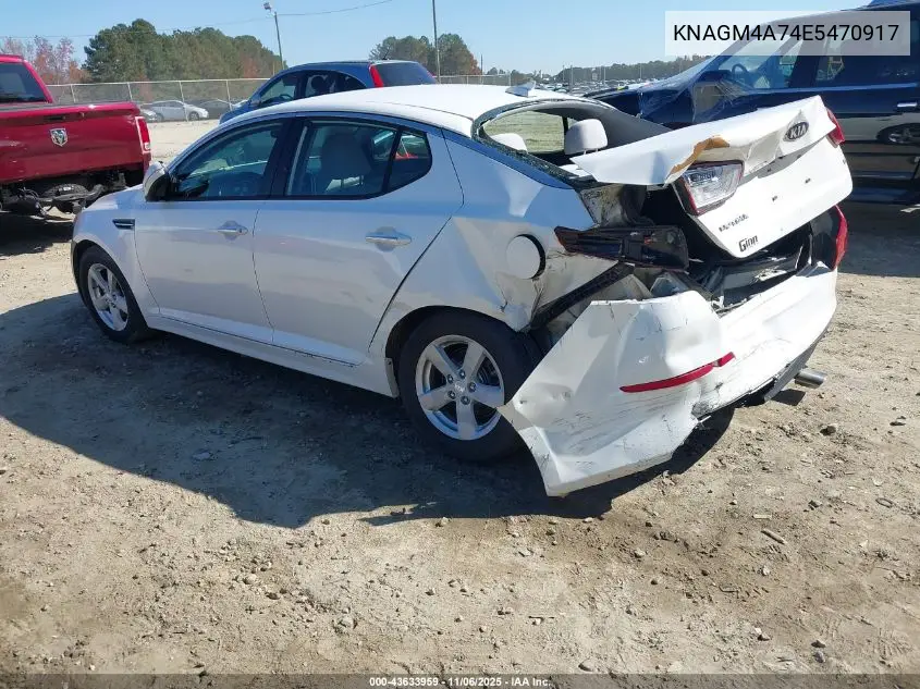 KNAGM4A74E5470917 2014 Kia Optima Lx