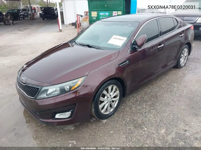 5XXGN4A78EG320031 2014 Kia Optima Ex