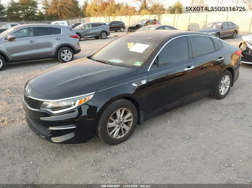 5XXGT4L35GG116726 2016 Kia Optima Lx