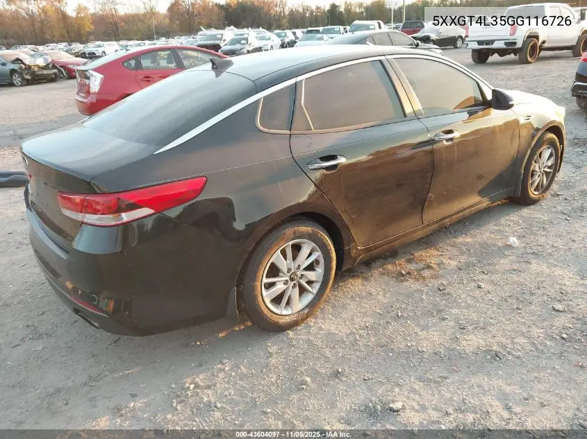 5XXGT4L35GG116726 2016 Kia Optima Lx