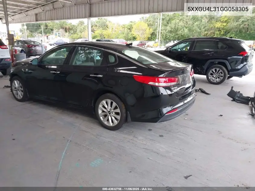 5XXGU4L31GG058305 2016 Kia Optima Ex