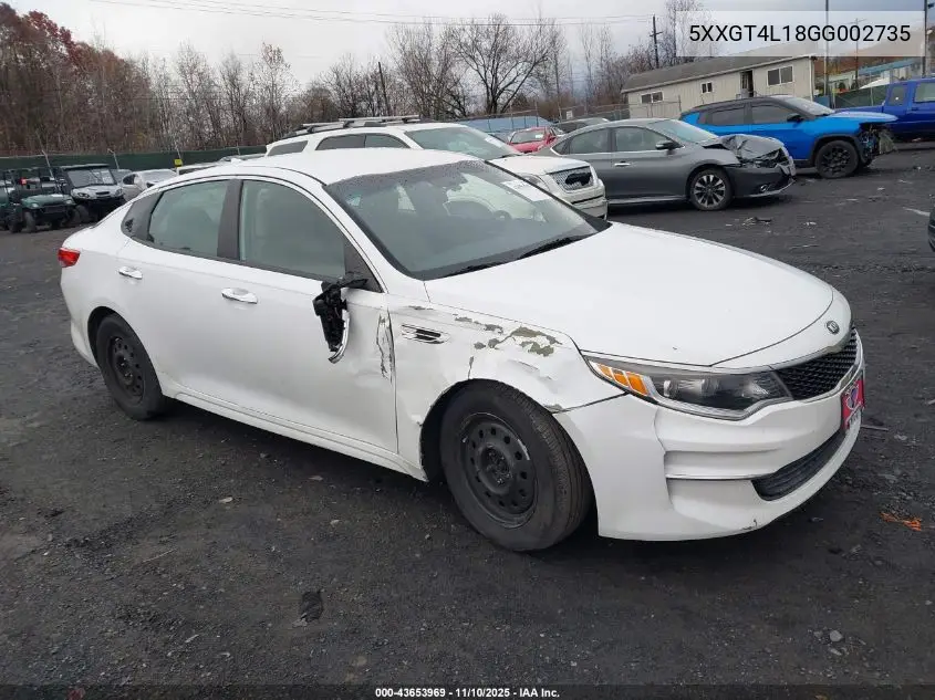 5XXGT4L18GG002735 2016 Kia Optima Lx Turbo