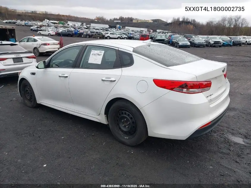 5XXGT4L18GG002735 2016 Kia Optima Lx Turbo