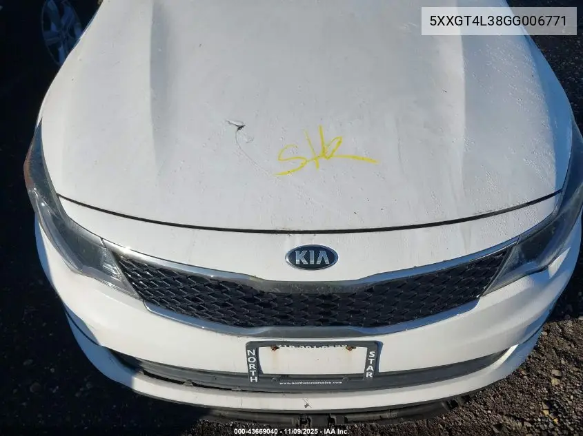 5XXGT4L38GG006771 2016 Kia Optima Lx