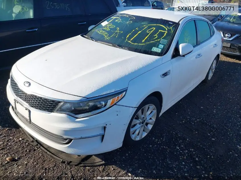 5XXGT4L38GG006771 2016 Kia Optima Lx