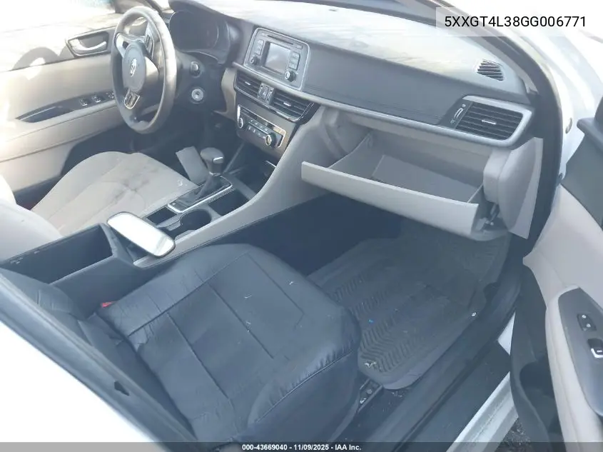 5XXGT4L38GG006771 2016 Kia Optima Lx