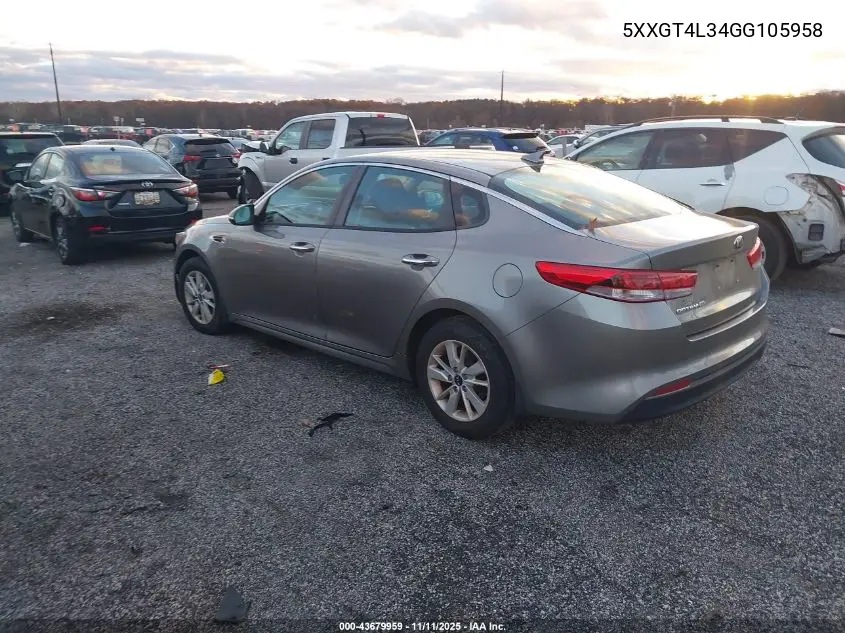 5XXGT4L34GG105958 2016 Kia Optima Lx