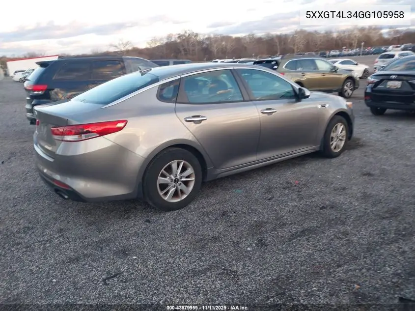 5XXGT4L34GG105958 2016 Kia Optima Lx