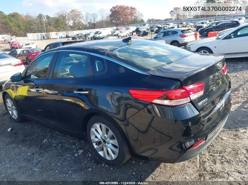 5XXGT4L37GG002274 2016 Kia Optima Lx