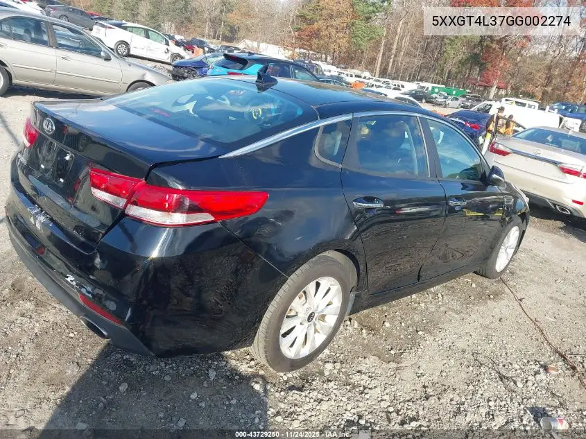 5XXGT4L37GG002274 2016 Kia Optima Lx