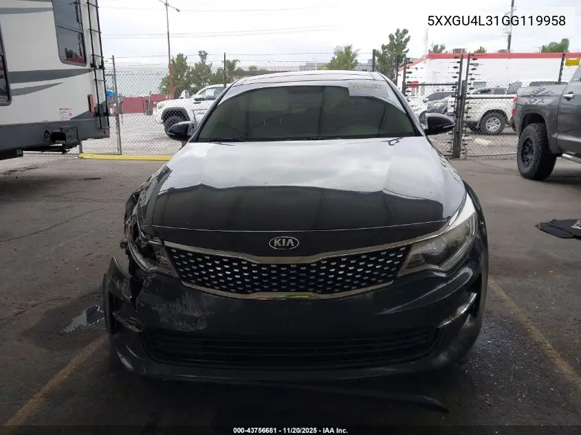 5XXGU4L31GG119958 2016 Kia Optima Ex