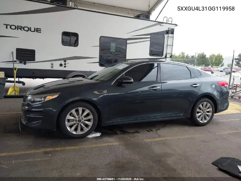 5XXGU4L31GG119958 2016 Kia Optima Ex