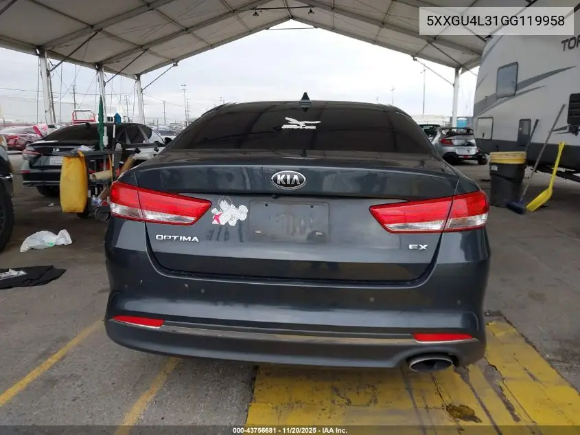 5XXGU4L31GG119958 2016 Kia Optima Ex