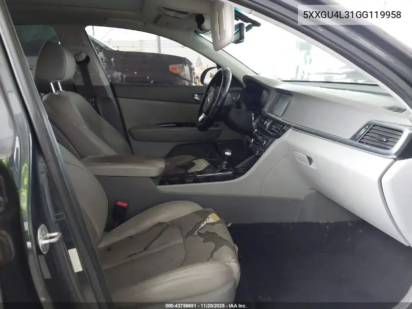 5XXGU4L31GG119958 2016 Kia Optima Ex
