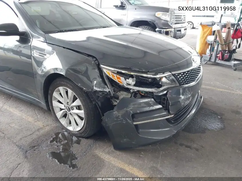 5XXGU4L31GG119958 2016 Kia Optima Ex
