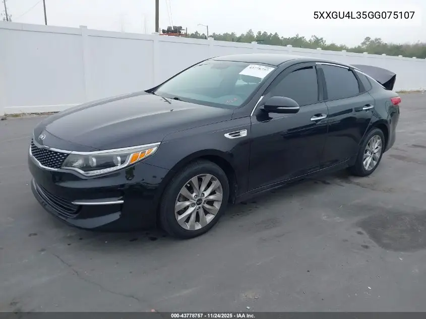 5XXGU4L35GG075107 2016 Kia Optima Ex
