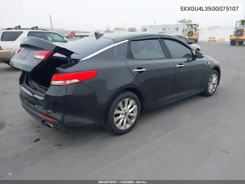 5XXGU4L35GG075107 2016 Kia Optima Ex