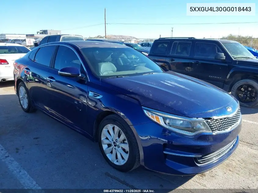 5XXGU4L30GG018443 2016 Kia Optima Ex