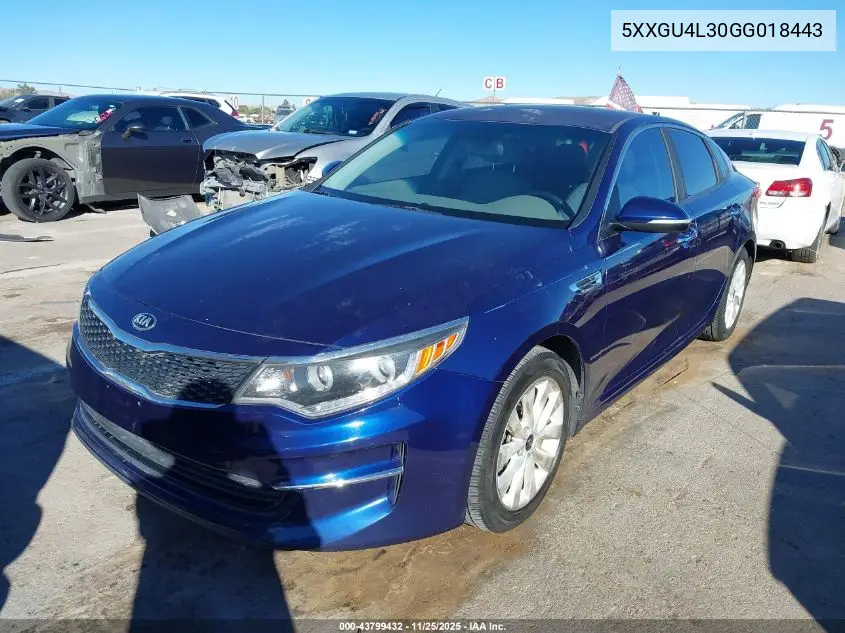 5XXGU4L30GG018443 2016 Kia Optima Ex