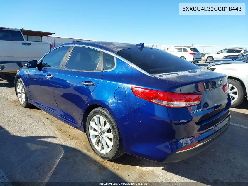 5XXGU4L30GG018443 2016 Kia Optima Ex